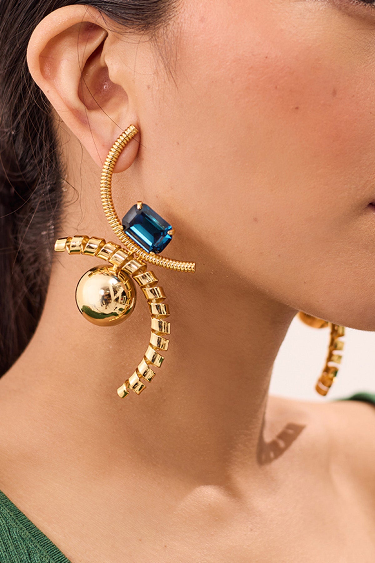 Buy Gold Brass Crystal Danglers by Ruhheite for Women online at ScrollnShops